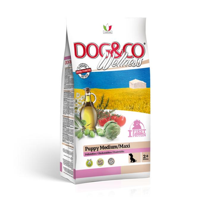 DOG&CO wellness puppy medium/maxi kuře s rýží 12kg